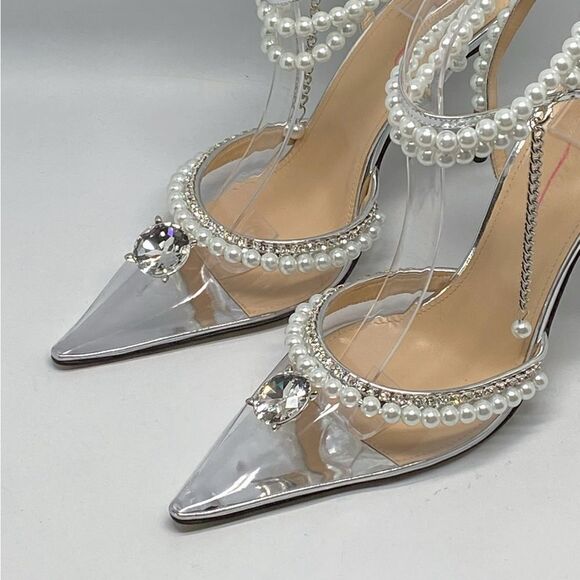 Mach & Mach Diamond Of Elizabeth PVC Embellished High-Heel Pumps size 40